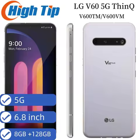 Original Unlocked LG V60 5G ThinQ Moilble Phone V600TM V600VM 6.8 inch Android NFC SamrtPhone 8GB RA