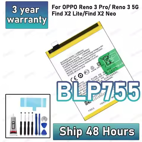 100% New High Quality Battery BLP755 For OPPO Reno 3 Pro/ Reno 3 5G /Find X2 Lite/Find X2 Neo Batter