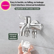 Cheesenm Stainless Steel 3 Way Faucet Three Tap Bathroom Kitchen Water Washer Tap Faucet SG