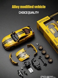 1:42比例野馬GT2018合金模型車玩具，紅、黃、藍色塗層，重新裝修版，適用於收藏，裝飾和禮品