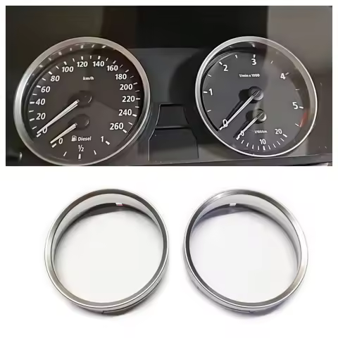 A Set of 2PC Car Interior Accessory Speed Meter Gauge Cluster Bezal Dashboard Matt Silver Dial Ring 