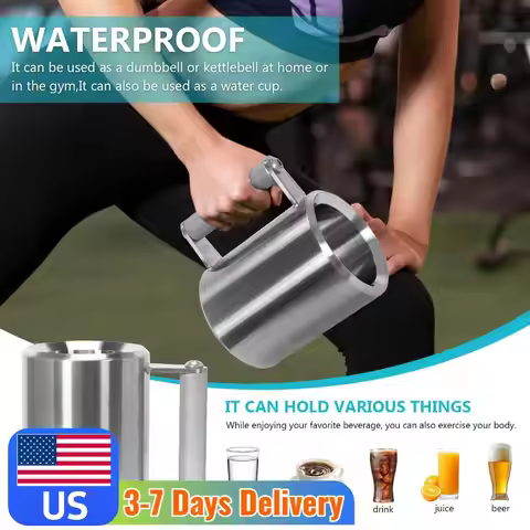 Heavy Mug 10KG/22LB Stainless Steel Overweight Dumbbell Cups, Fitness Sports Water Cup, Funny Beer M