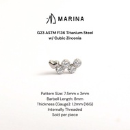 Bubble Heart G23 ASTM F136 Titanium Stud Labret Earring 16G