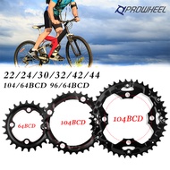 PROWHEEL 104BCD 96BCD 64BCD Bicycle Chainring Single/triple Speed Chainwheel 22/24/30/32/42/44 MTB C