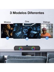 Bocina Bluetooth, Barra de Sonido Bocinas para PC TV, RGB Altavoces Inalámbricos Bluetooth 5.1 con 2000mAh Batería Luces LED, Soporte 3.5 mm AUX/TF/USB/Bluetooth para Interior, Hogar y Fiesta