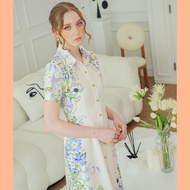 Lalada Clothing Bluebell Dress สินค้ามีพร้อมส่ง ชุดเดรสออกงานแต่งเช้า แขนสั้น ลายดอกไม้ มีความน่ารัก