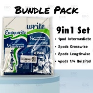 ERC 9in1 Pad Paper Set 1/4 1/2 Intermediate Quiz Pad School Supplies for Grade 1-6 & High School