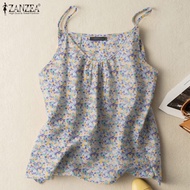 ZANZEA เสื้อเบลาส์สำหรับผู้หญิง #2เสื้อลำลองพิมพ์ลายดอกไม้แขนกุดเสื้อชั้นในสตรี