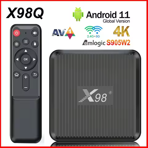 X98Q Smart TV Box AV1 Amlogic S905W2 4K HD Smart Media Player Set Top Box Android11 2.4G&5G Dual WiF