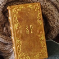 古董法國真皮法文信仰耶穌基督書籍 擺飾 W812