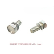 [READY STOCK] HEX BOLT WITH WASHER (M6 X 1.0 X 14mm)