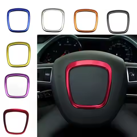 Audi Steering Wheel Square Metal Stickers Center Logo Color Decor Ring For Audi A4 B6 B7 B8 A6 C6 A5