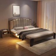 【SG Sellers】Leather And Solid Wood Bed Frame Bed Frame With Mattress Single/Queen/King Bed Frame