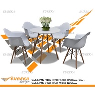 EUREKA C309 2.5ft Round Dining Table Set 4 Chair / Meja Makan (Deliver & Installation Klang Valley) 
