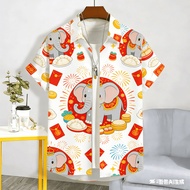 Lunar New Year Shirt Men shirt for Men Clothing Summer Casual short-sleeve shirt Tops Outdoors Stree