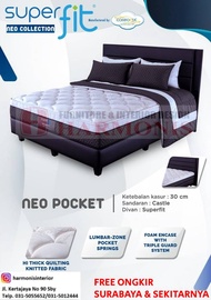 SUPERFIT NEO POCKET BY COMFORTA SPRING BED FULL SET UKURAN 90 100 120 160 180 200 CM