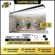Minimalist LED Hanging Lamp Shade for Cafe, Home, Office, T8 Neon TL Fitting, Replaceable Bulb