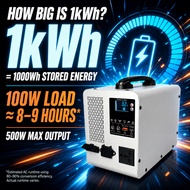 Power Station 1000Wh 1kWh LiFePO4 Portable 500W UPS 5ms Pure Sine Wave Solar Charging Emergency Back