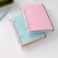 1pc Colorful Lined Index Cards 4.1" X 5.8" With Binder - 50 Sheets, Transparent Plastic Design, Perf
