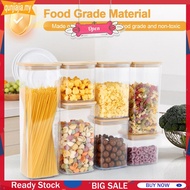 7Pcs Squared Transparent Jar with Lid Airtight Food Storage Container for Home