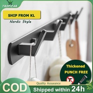 【TC】Bathroom Black Matte Hook Rack Wall Hook Door Hook Clothes Hangers Clothes Hook No Drill