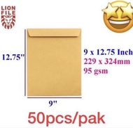 50pcs 9" x 12.75" Super Brown Envelope / Sampul Surat Coklat 9 x 12.75 Inch / 229mm x 324mm A4 Size👍