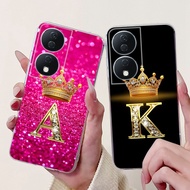 For Honor X7b Case CLK-LX1 CLK-LX2 CLK-LX3 Cover Luxury Crown Letters Clear Silicone Soft Casing For
