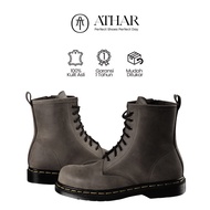 Athar Crazy Horse Leather Safety Shoes Zipper Casual Boone Brown