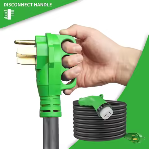 For 50 Amp Generator Power Inlet Box and Power Cord 135 Degree Locking Combo Kit, NEMA 14-50P to SS2