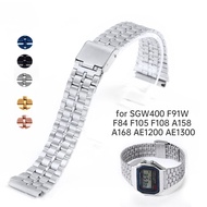 Stainless Steel Watch band for Casio F-91W SGW400 F84 F105/108/A158W/168 AE1200/1300 18mm Strap for 