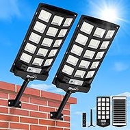 Solar Street Lights Outdoor Waterproof, 60000LM Solar Lights Outdoor Dusk to Dawn with 9.3" Metal Li