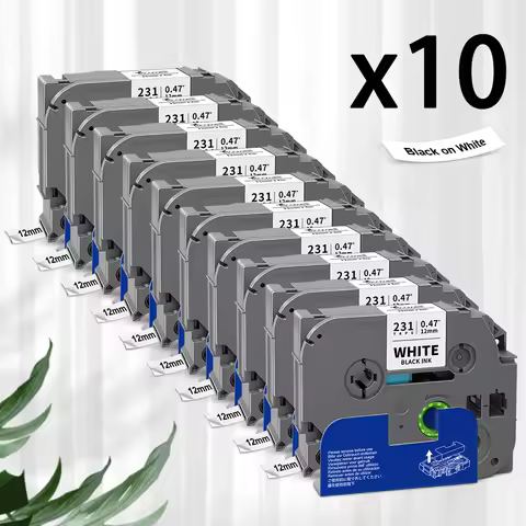 2~10PK TZe231 Compatible for Brother P-touch 12mm TZe Label Tape TZe-231 TZe 231 Black on White for 