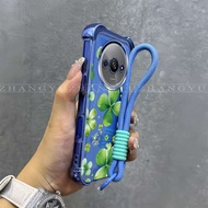 Suitable For Redmi A3 Phone case New green leaf pattern anti drop shockproof soft shell hanging rope
