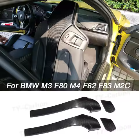 Real Dry Carbon Fiber Car Inner Seat Back Covers Trims for BMW F80 M3 F82 F83 M4 F87 M2 M2C Sedan Co