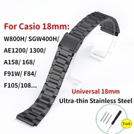 For Casio W800h AE1200 F91W Universal Watch Strap 18mm Stainless Steel Watchband Casio F 91W Strap U