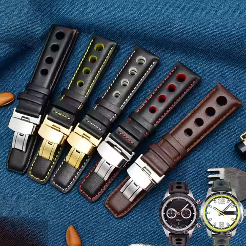 For Tissot Sports Racing Series PRS516 T91 1853 Genuine Leather bracelet Top layer cowhide Watch ban