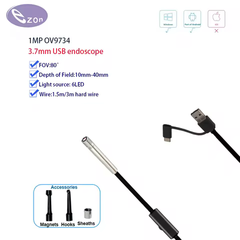 1MP 3.7mm diameter industrial endoscope FOV80︒ Hard line Industrial pipeline inspection