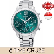 [Time Cruze] Seiko SRWZ93 Lukia Chronograph Quartz Stainless Steel Green Dial Women Watch SRWZ93P1 SRWZ93P