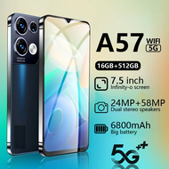 【COD】smartphone  hp Murah A57 7.5Inci handphone RAM 6GB/ROM 512GB 【6800mAh Battery AI Triple Camera 
