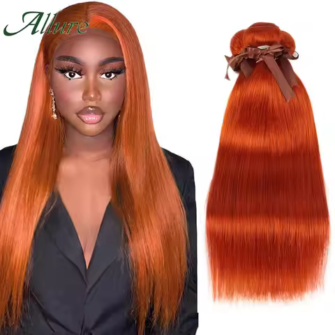 Allure Peruvian Ginger Orange 8 To 28 Inch Remy 100% Human Hair Bundles Straight Hair Weave Bundles 