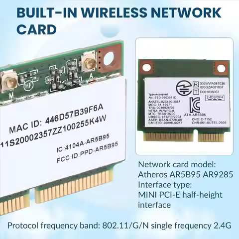 SCLS Atheros AR5B95 AR9285 Wireless Network Card 2.4G 150Mbps PCI-E Half-Height Built-in Network Car
