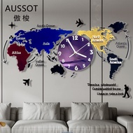European Wall Clock World Color Art Mute New Style Decorative Clock Atmospheric Living Room Map Acry