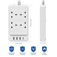 過載保護開關的電源板電源擴展最大 3250W 4 個交流電源插座、3 個 USB 連接埠和 1PD 充電  pilckp Power Strip with Over Load Protection S