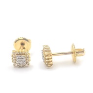 GQQR Wholesale Karat Gold Jewelry 10K 14K Stud Earring Natural Diamond Screw Back Earring Hip Hop Je