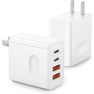 USB C Fast Charger Block,2Pack 40W 4-Port Fast Charging Block USB C Charger Dual USBC Power Adapter 
