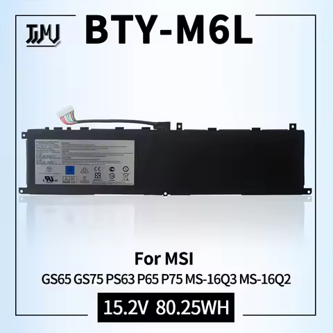 BTY-M6L Laptop Battery Replacement for MSI GS65 GS75 Stealth Thin PS63 P65 P75 8RF 8RE Creator 8RC 8