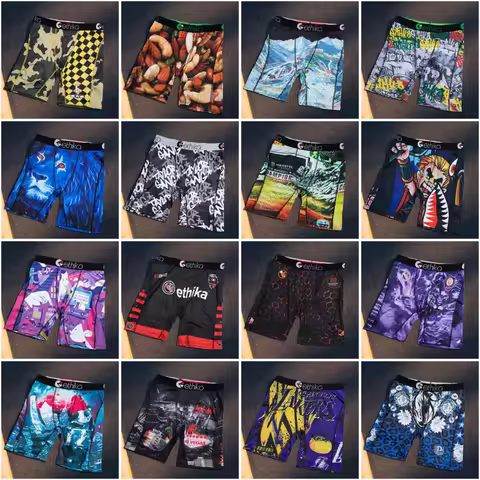 ETHIKA 1Pcs Men Underwear Boxers Breathable Mesh Crotch Man Underpants Plus Size Mens Panties L-3XL 