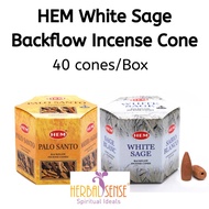 HEM - Backflow Incense Cones White Sage Palo Santo 40 cones per box