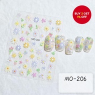 New 5D Oil Painting Flower Relief Nail Stickers Waterproof Peel-and-Stick M0-206 Baru Stiker Kuku 5D