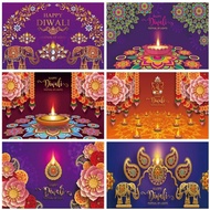 Diwali Festival Party Backdrop for Photography Wall Mural India Diwali Candle Burning Lights Laxmi Puja Background 7x5ft